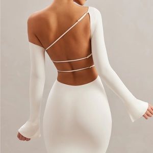 White backless mini dress